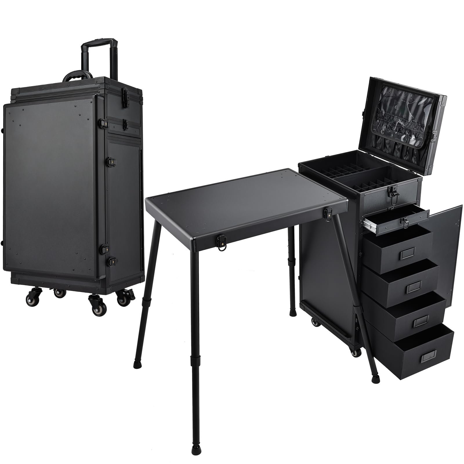 61plIIdsUoL Kosmetik Trolley mit Tisch & 5 Schubladen – Schwarz – Bild 1