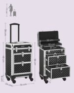 SONGMICS Kosmetikkoffer Trolley mit 2 Schubladen, 34x24x56 cm, schwarz – Bild 7