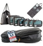 SEESCHWALBE Compression Packing Cubes 8-teilig mit Schuhbeutel – Schwarz