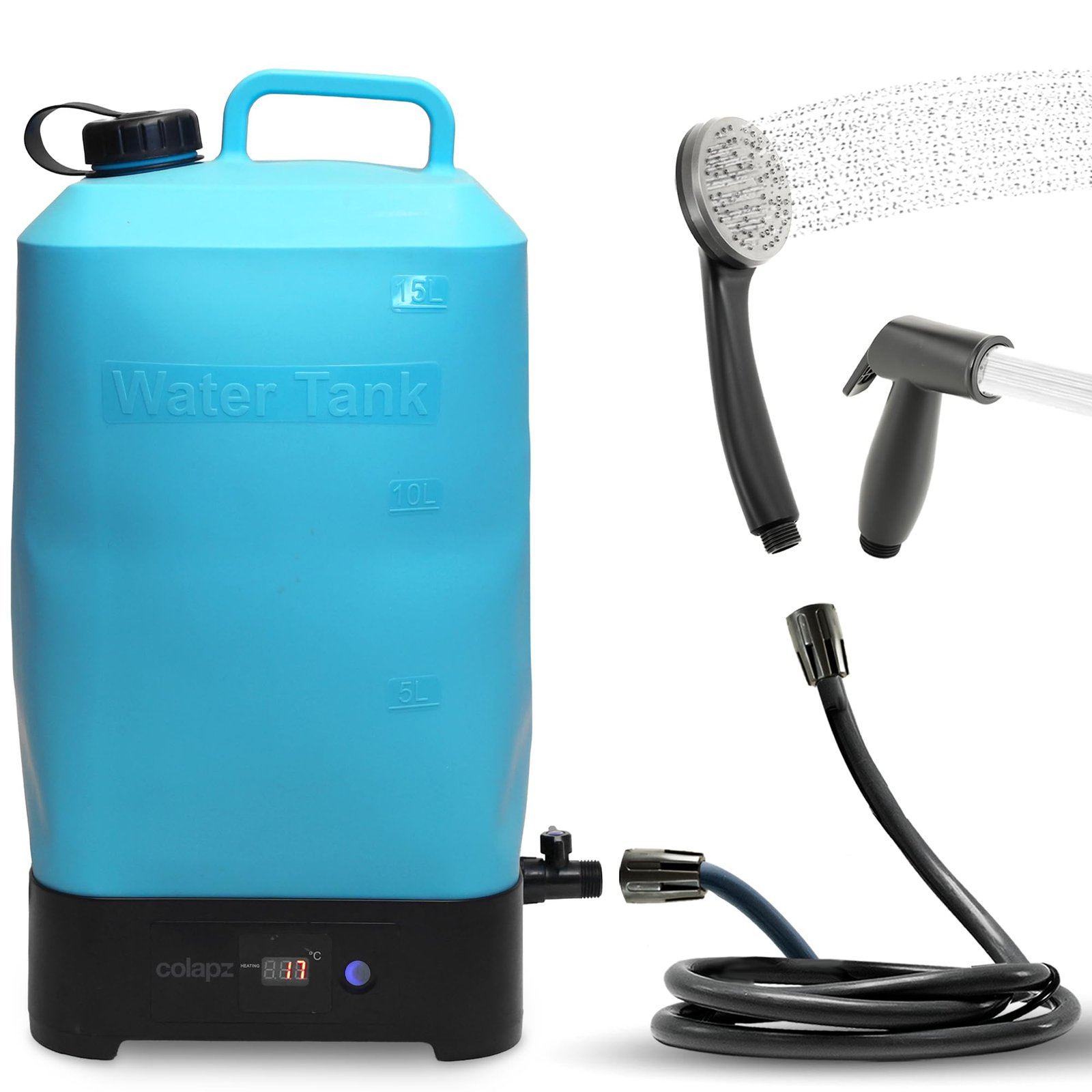 71jzxI72U3L Colapz Campingdusche Elektrisch 15L Tank Warmwasser bis 42°C – Bild 1